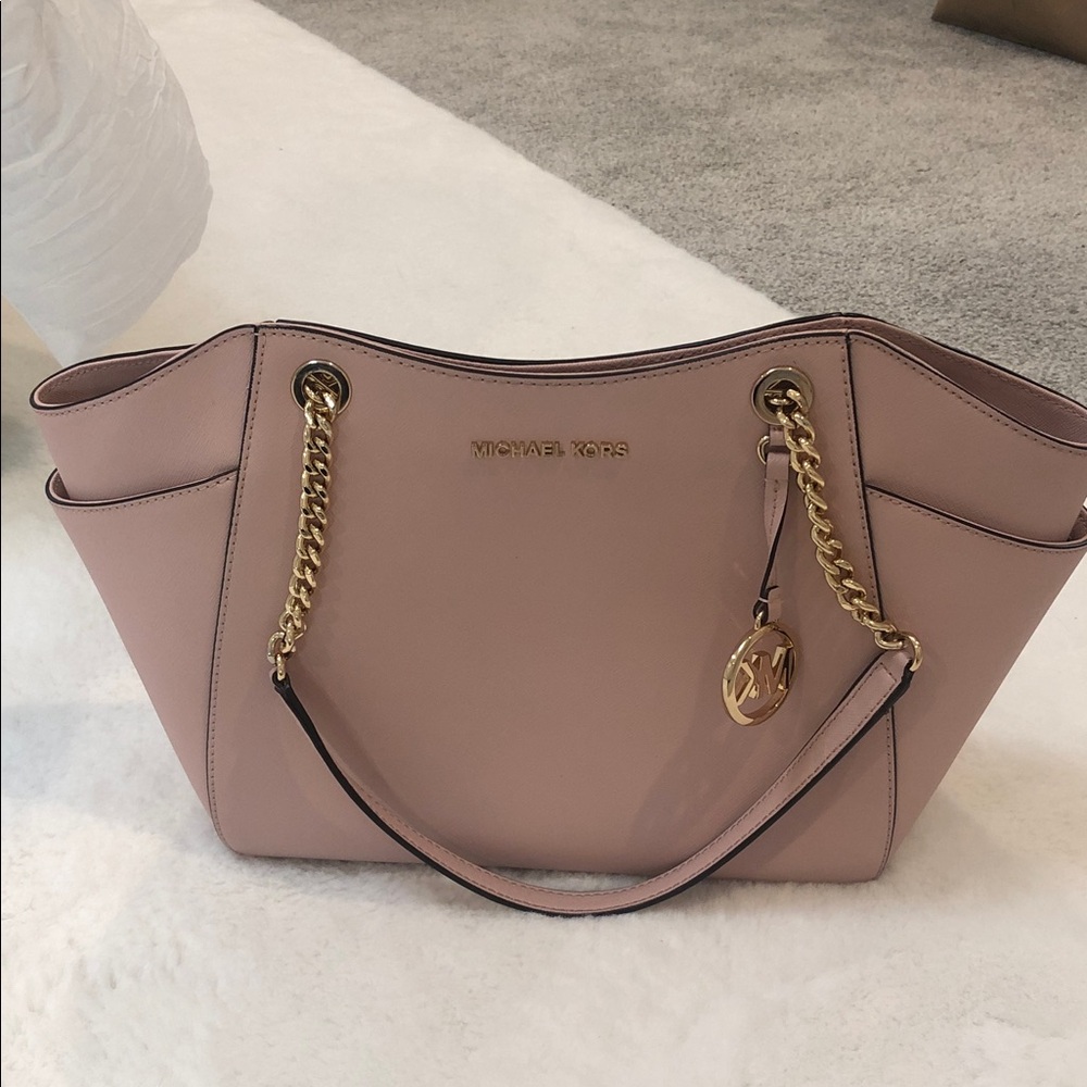 Michael Kors Blush Shoulder Bag with Gold Accents